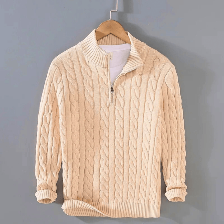 Christian | Refined Quarter-Zip Chunky Cable Knit Sweater