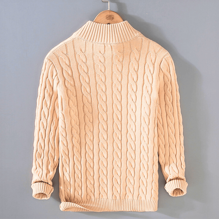 Christian | Refined Quarter-Zip Chunky Cable Knit Sweater