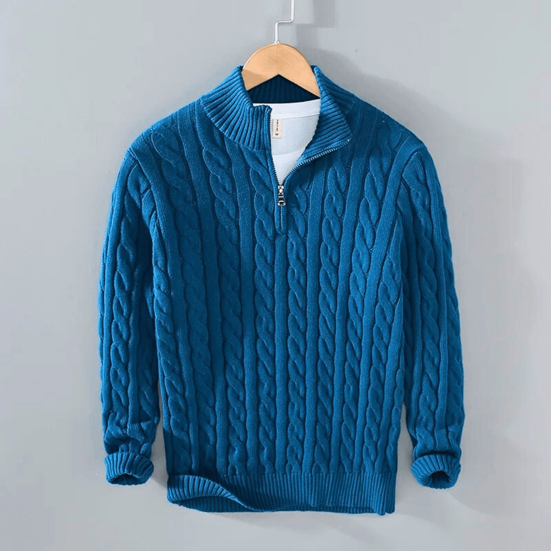 Christian | Refined Quarter-Zip Chunky Cable Knit Sweater