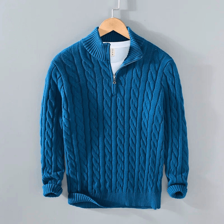 Christian | Refined Quarter-Zip Chunky Cable Knit Sweater