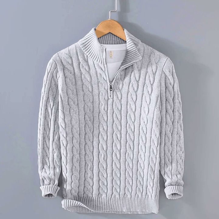 Christian | Refined Quarter-Zip Chunky Cable Knit Sweater