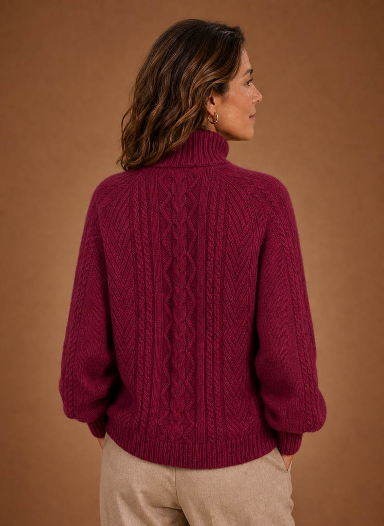 Christina | Elegant Relaxed Cable Knit Turtleneck Sweater