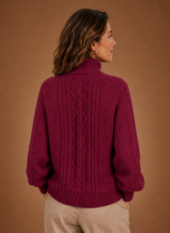 Christina | Elegant Relaxed Cable Knit Turtleneck Sweater