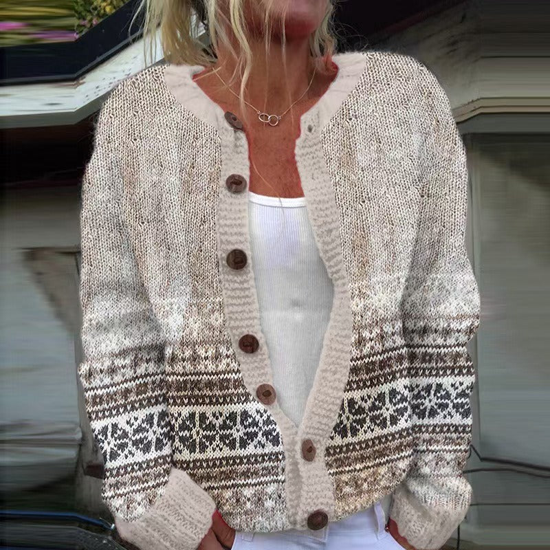 Christine | Classic Fair Isle Cardigan Womens Button Front Sweater