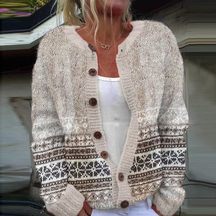 Christine | Classic Fair Isle Cardigan Womens Button Front Sweater