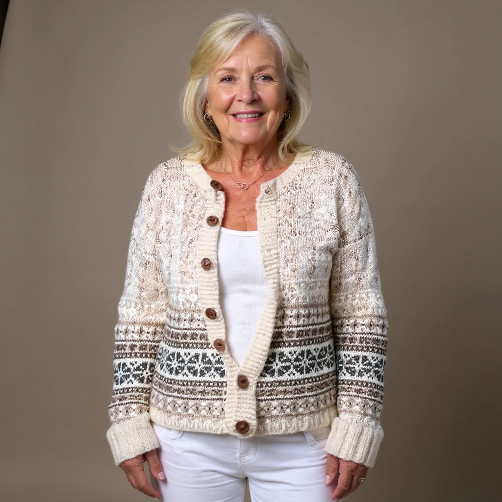 Christine | Classic Fair Isle Cardigan Womens Button Front Sweater