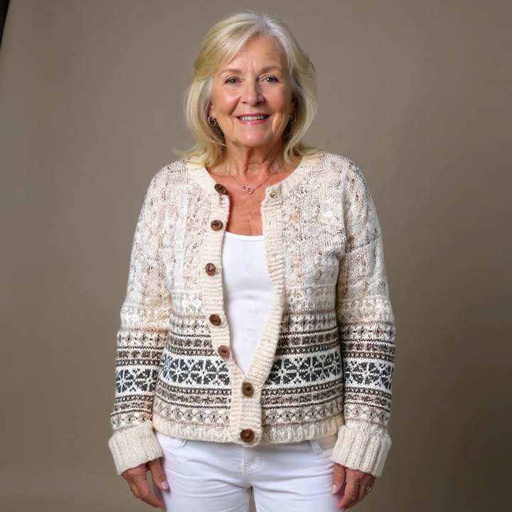 Christine | Classic Fair Isle Cardigan Womens Button Front Sweater