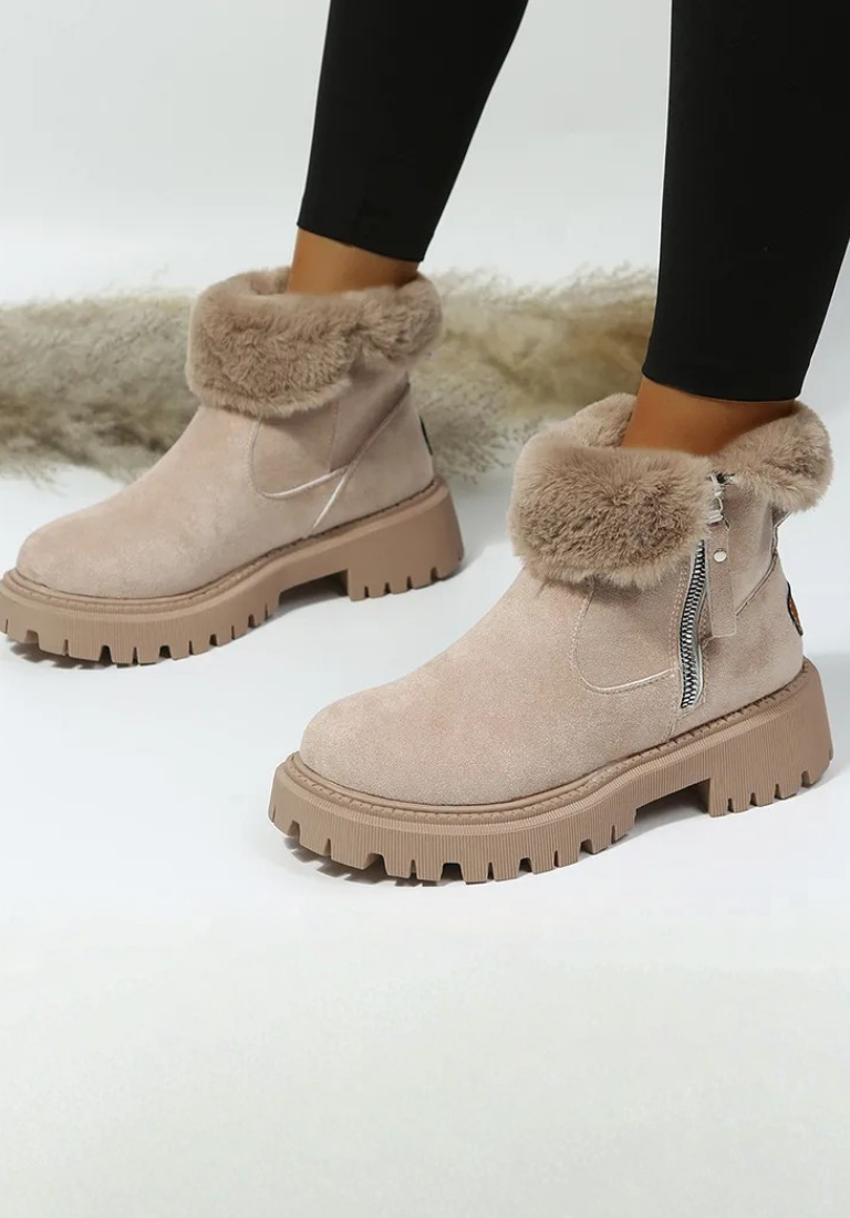 Christine | Elegant Winter Boots Women Platform Ankle Boots with Fur Trim
