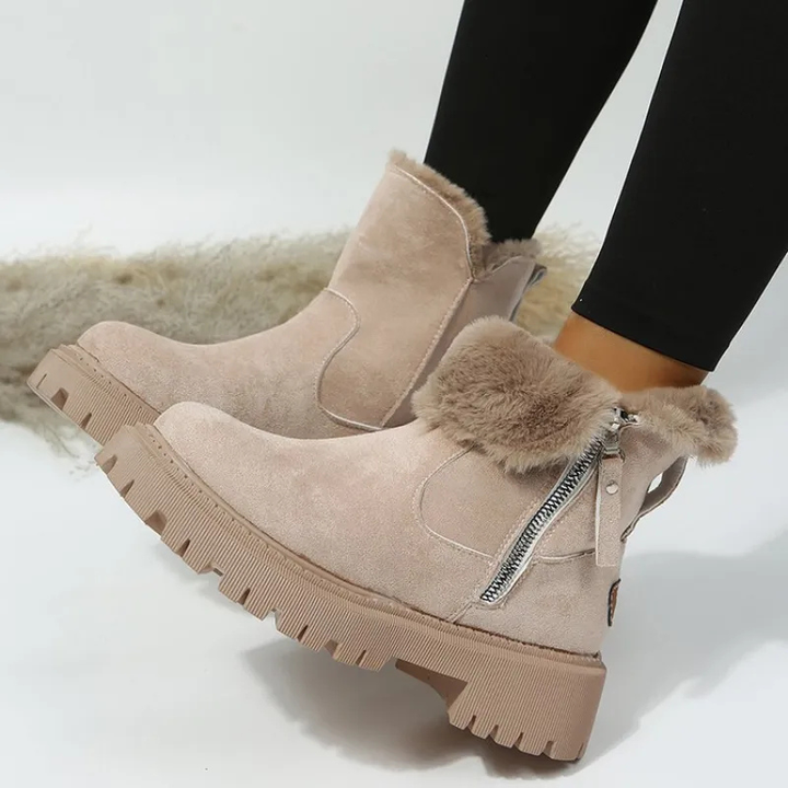Christine | Elegant Winter Boots Women Platform Ankle Boots with Fur Trim