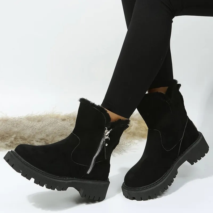 Christine | Elegant Winter Boots Women Platform Ankle Boots with Fur Trim