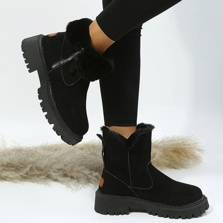 Christine | Elegant Winter Boots Women Platform Ankle Boots with Fur Trim