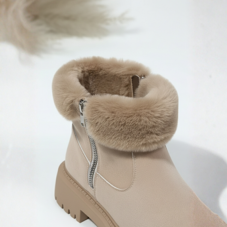 Christine | Elegant Winter Boots Women Platform Ankle Boots with Fur Trim