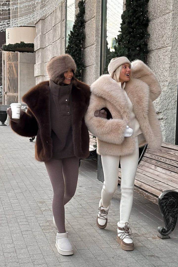 Christine | Polished Shaggy Collar Fur Coat