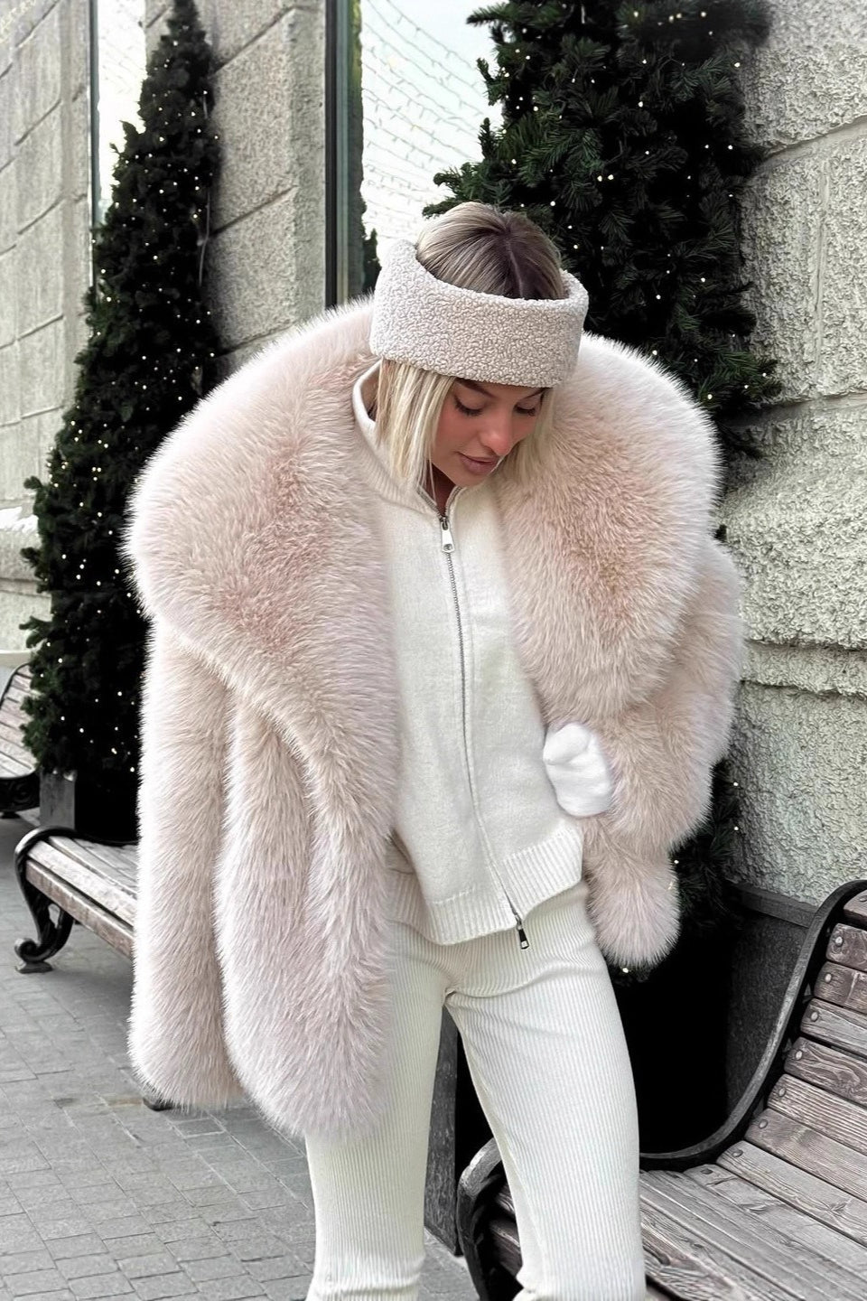 Christine | Polished Shaggy Collar Fur Coat