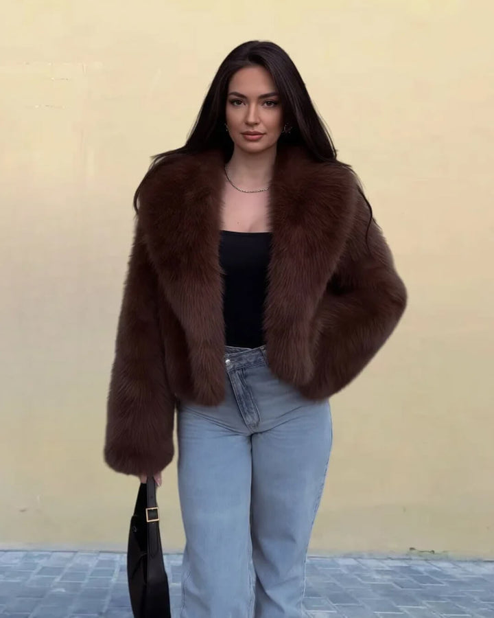 Christine | Polished Shaggy Collar Fur Coat