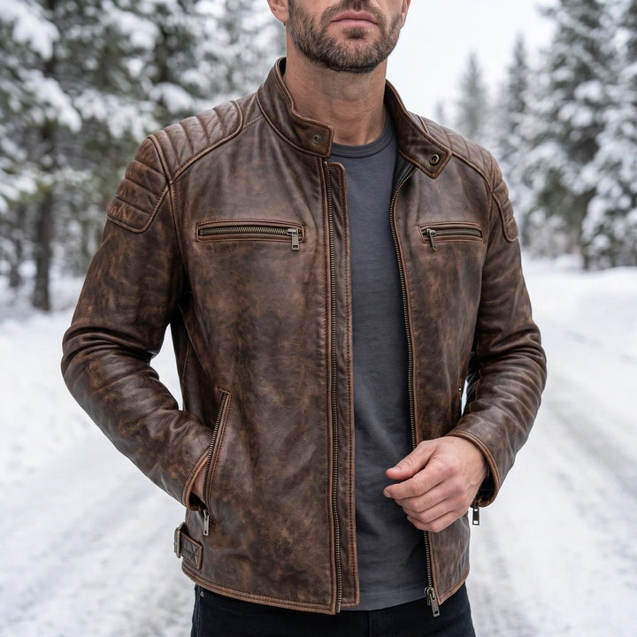 Christopher | Vintage Quilted Biker Leather Jacket