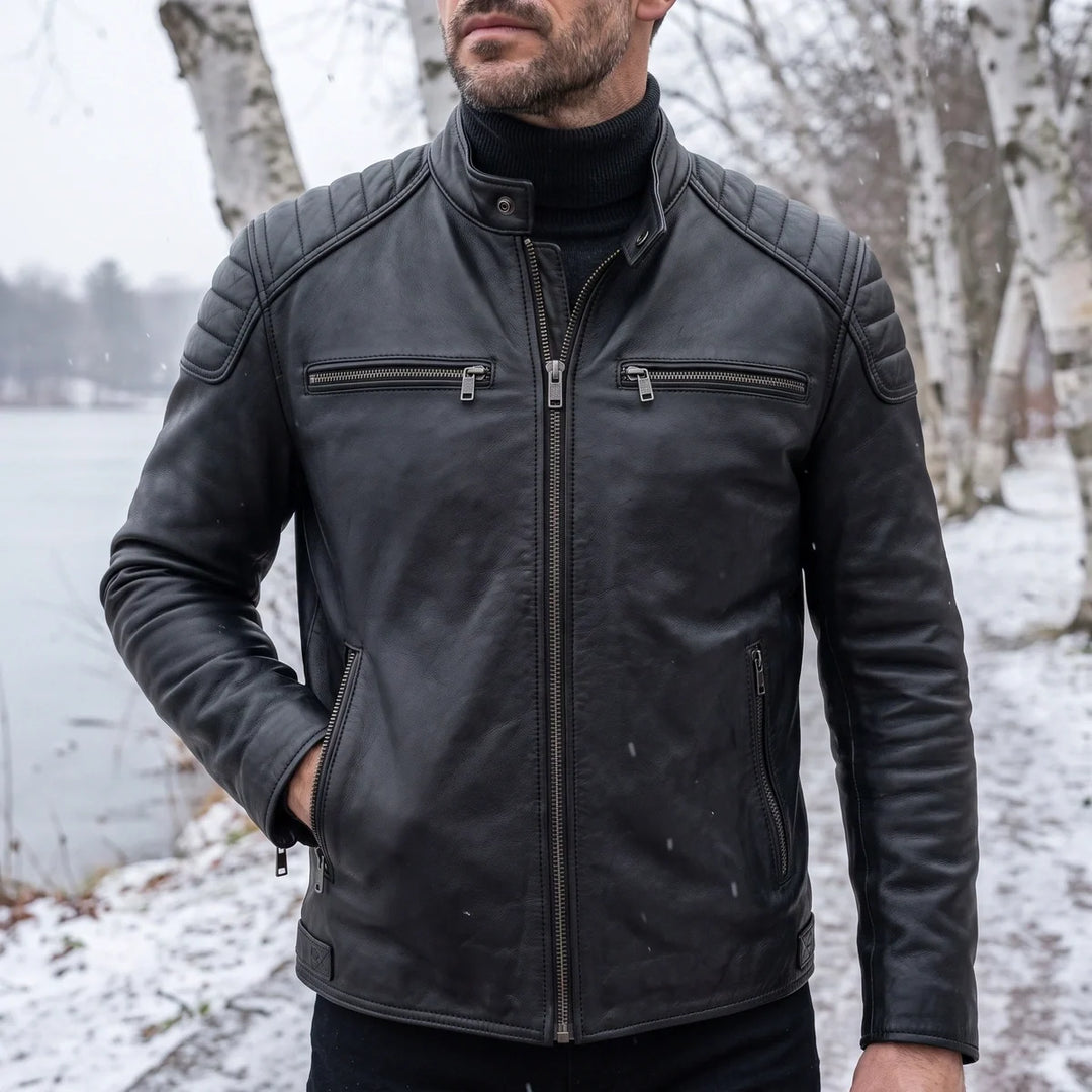 Christopher | Vintage Quilted Biker Leather Jacket