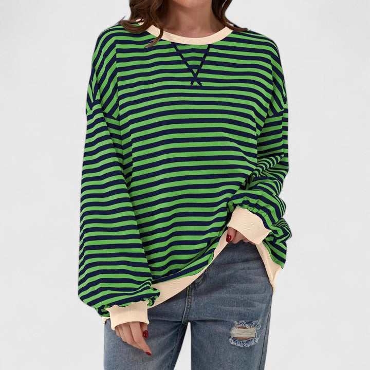Cynthia | Chic Oversized Striped Crewneck Sweatshirt
