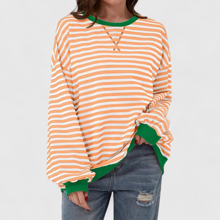 Cynthia | Chic Oversized Striped Crewneck Sweatshirt