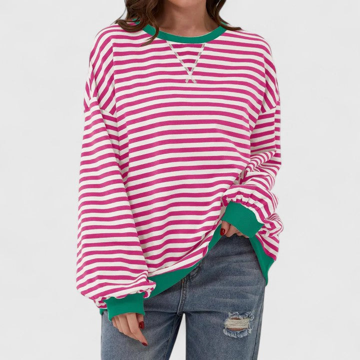 Cynthia | Chic Oversized Striped Crewneck Sweatshirt