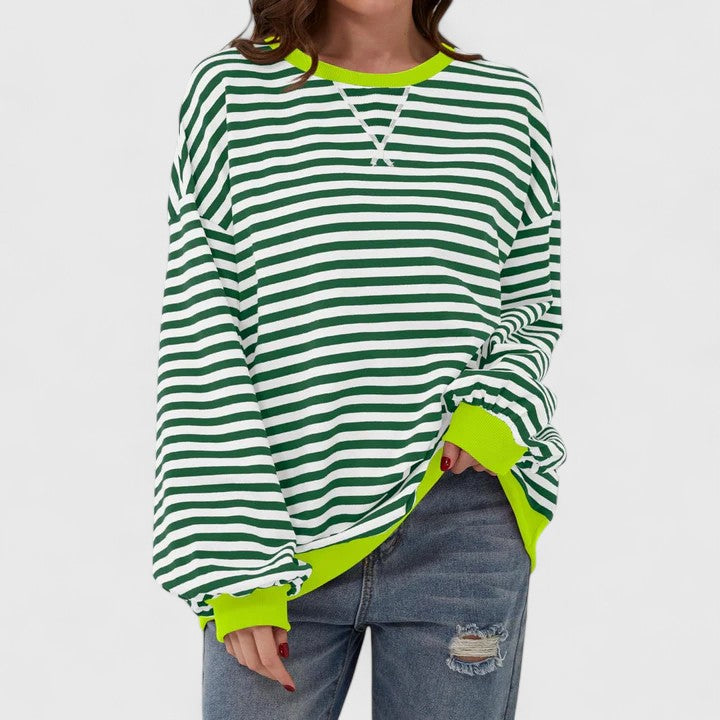 Cynthia | Chic Oversized Striped Crewneck Sweatshirt