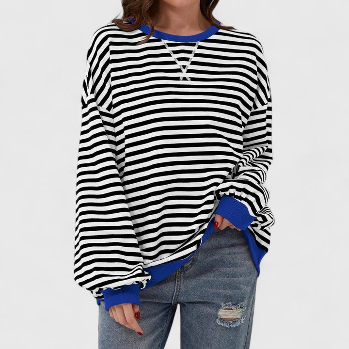 Cynthia | Chic Oversized Striped Crewneck Sweatshirt