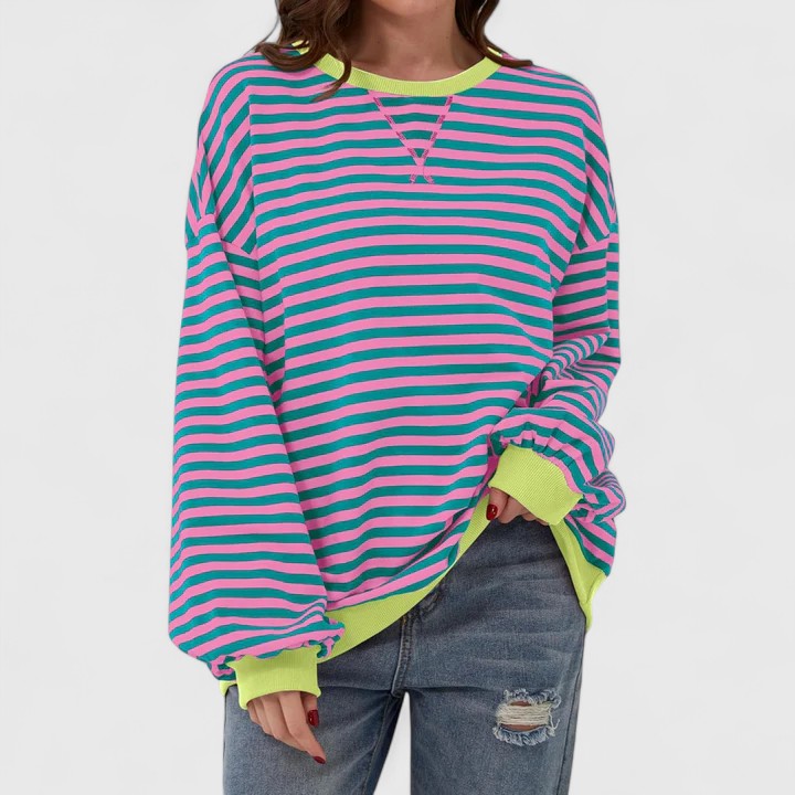 Cynthia | Chic Oversized Striped Crewneck Sweatshirt