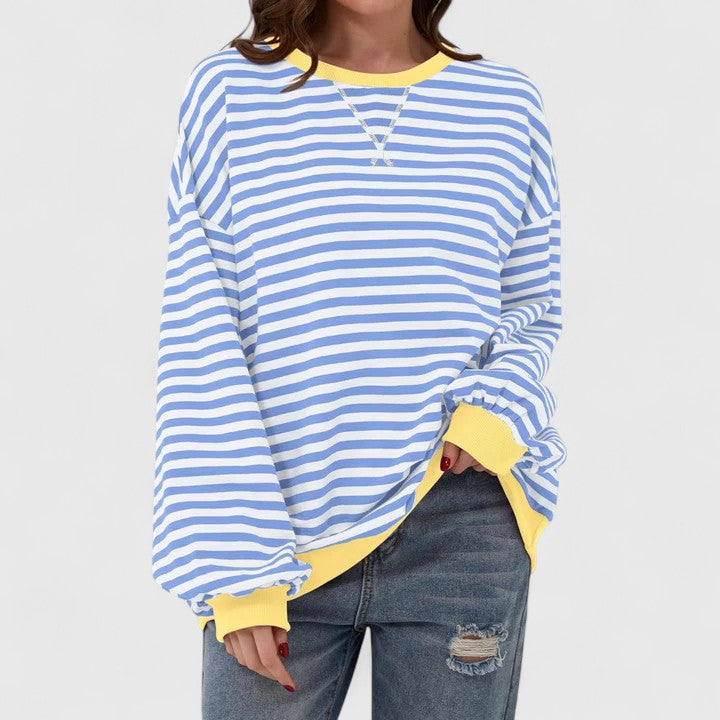 Cynthia | Chic Oversized Striped Crewneck Sweatshirt