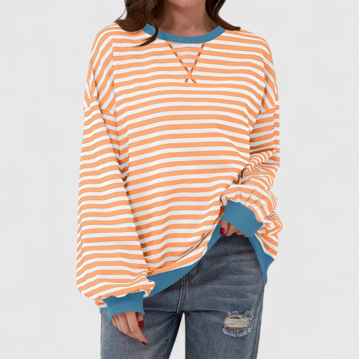 Cynthia | Chic Oversized Striped Crewneck Sweatshirt