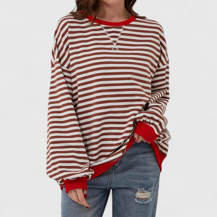 Cynthia | Chic Oversized Striped Crewneck Sweatshirt