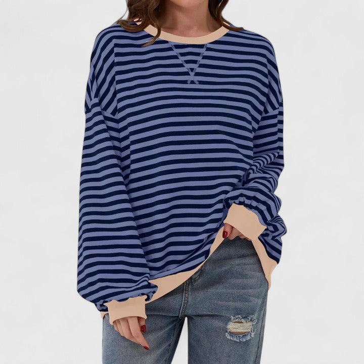 Cynthia | Chic Oversized Striped Crewneck Sweatshirt