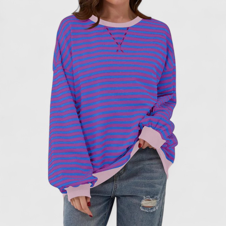 Cynthia | Chic Oversized Striped Crewneck Sweatshirt