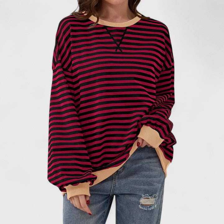 Cynthia | Chic Oversized Striped Crewneck Sweatshirt