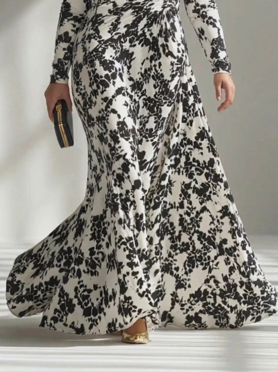 Cynthia | Chic Ruched Floral Print Holiday Dress