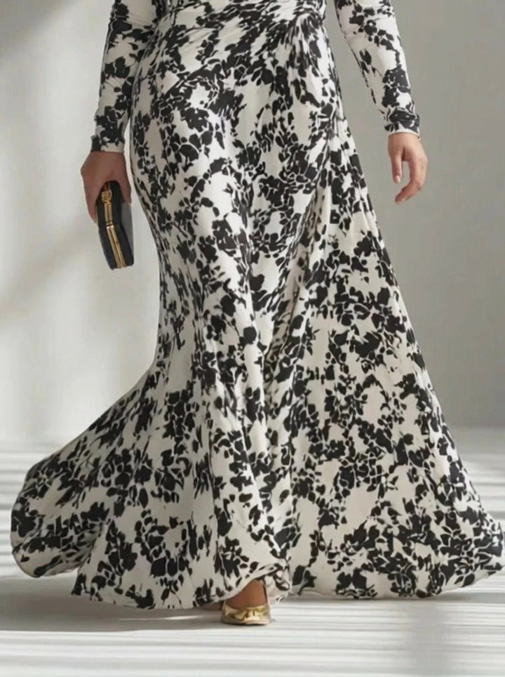 Cynthia | Chic Ruched Floral Print Holiday Dress
