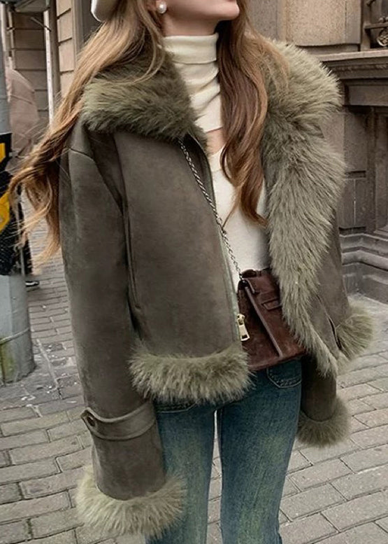 Cynthia | Cozy Shearling Moto Fur Coat with Plush Collar