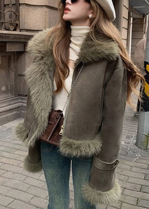 Cynthia | Cozy Shearling Moto Fur Coat with Plush Collar