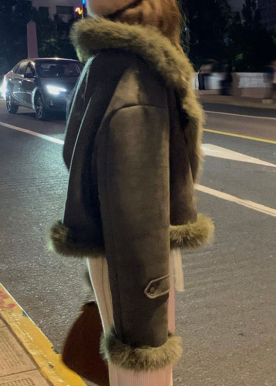 Cynthia | Cozy Shearling Moto Fur Coat with Plush Collar