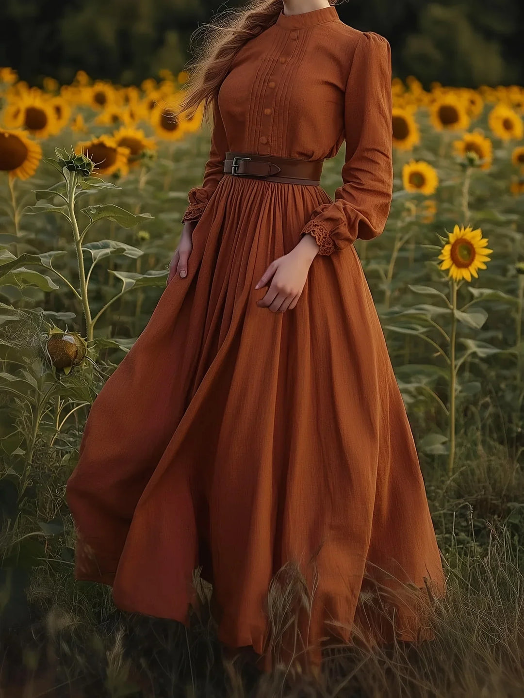 Cynthia | Elegant Belted Long Sleeve Christmas Dress
