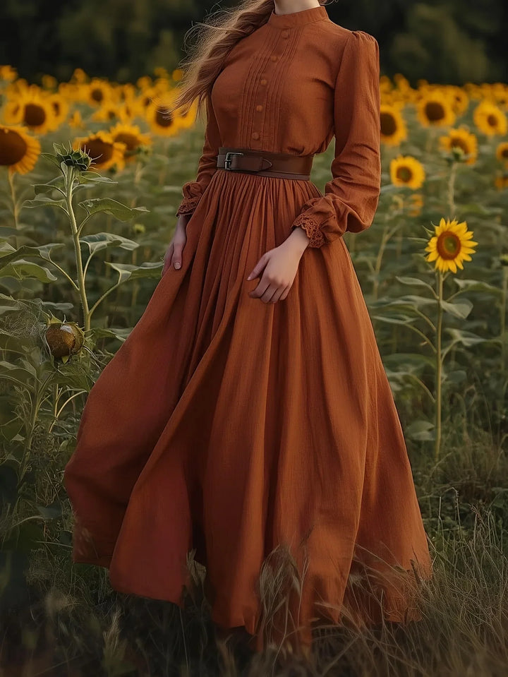 Cynthia | Elegant Belted Long Sleeve Christmas Dress
