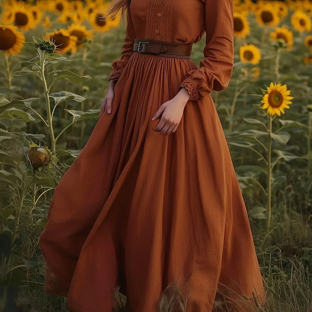 Cynthia | Elegant Belted Long Sleeve Christmas Dress