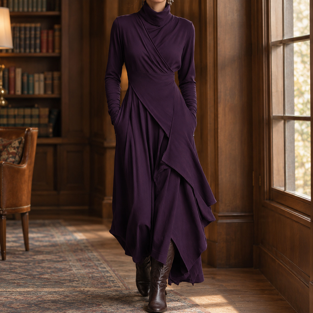 Cynthia | Timeless Draped Turtleneck Sweater Dress