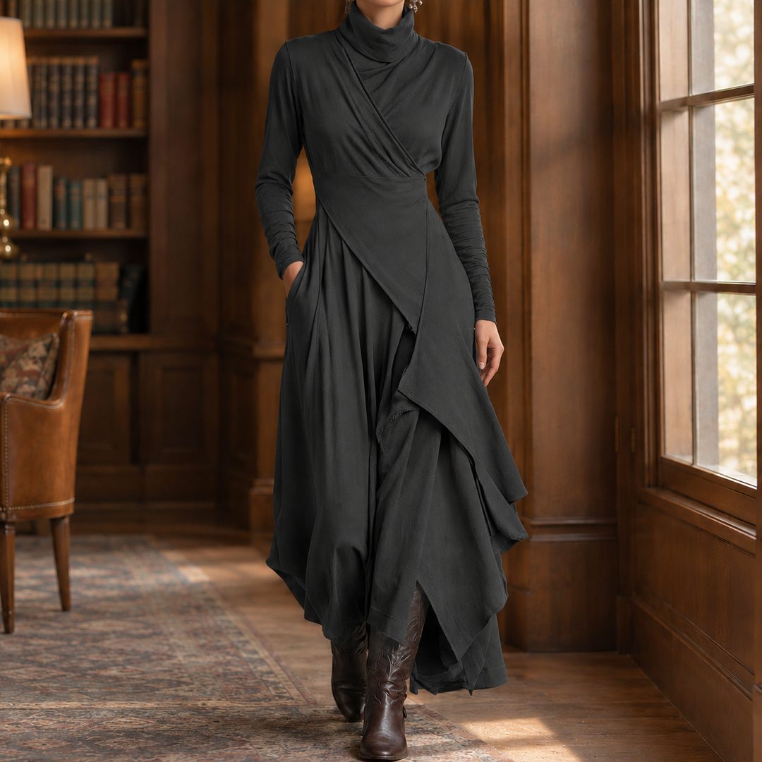 Cynthia | Timeless Draped Turtleneck Sweater Dress