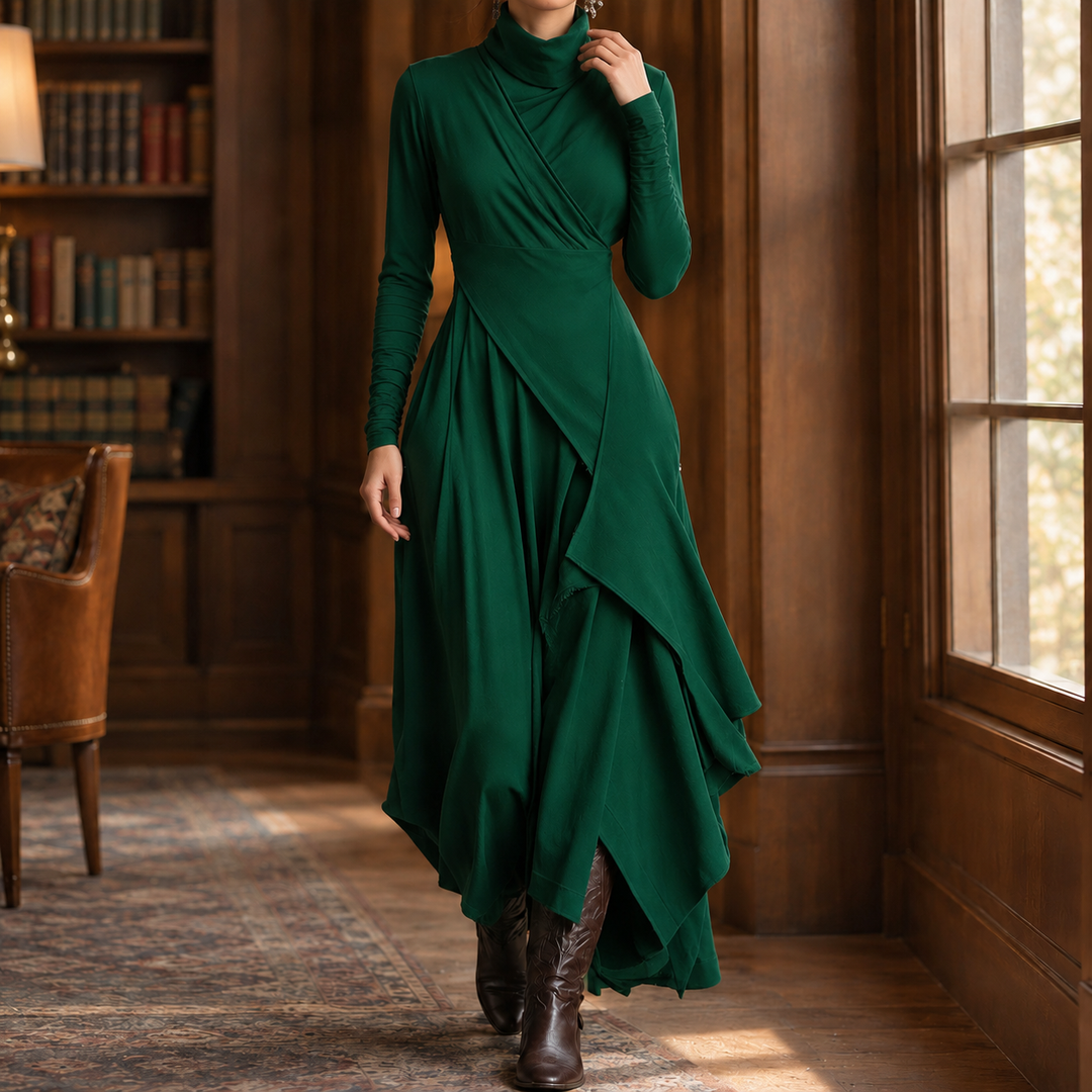 Cynthia | Timeless Draped Turtleneck Sweater Dress