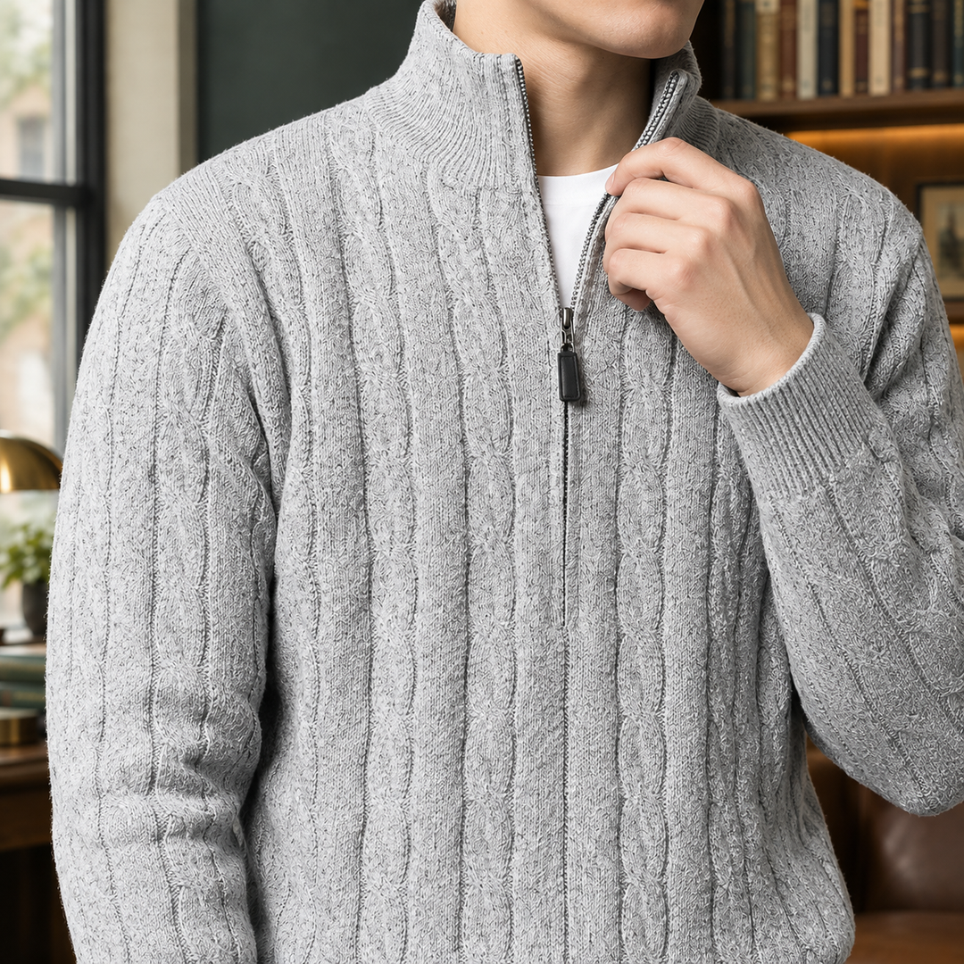 Daniel | Effortless Full Zip Chunky Cable Knit Sweater