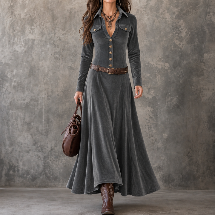 Danielle | Timeless Long Sleeve A-Line Maxi Christmas Dress