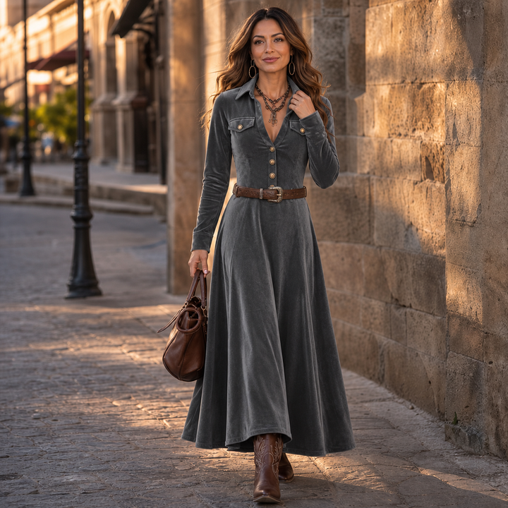 Danielle | Timeless Long Sleeve A-Line Maxi Christmas Dress