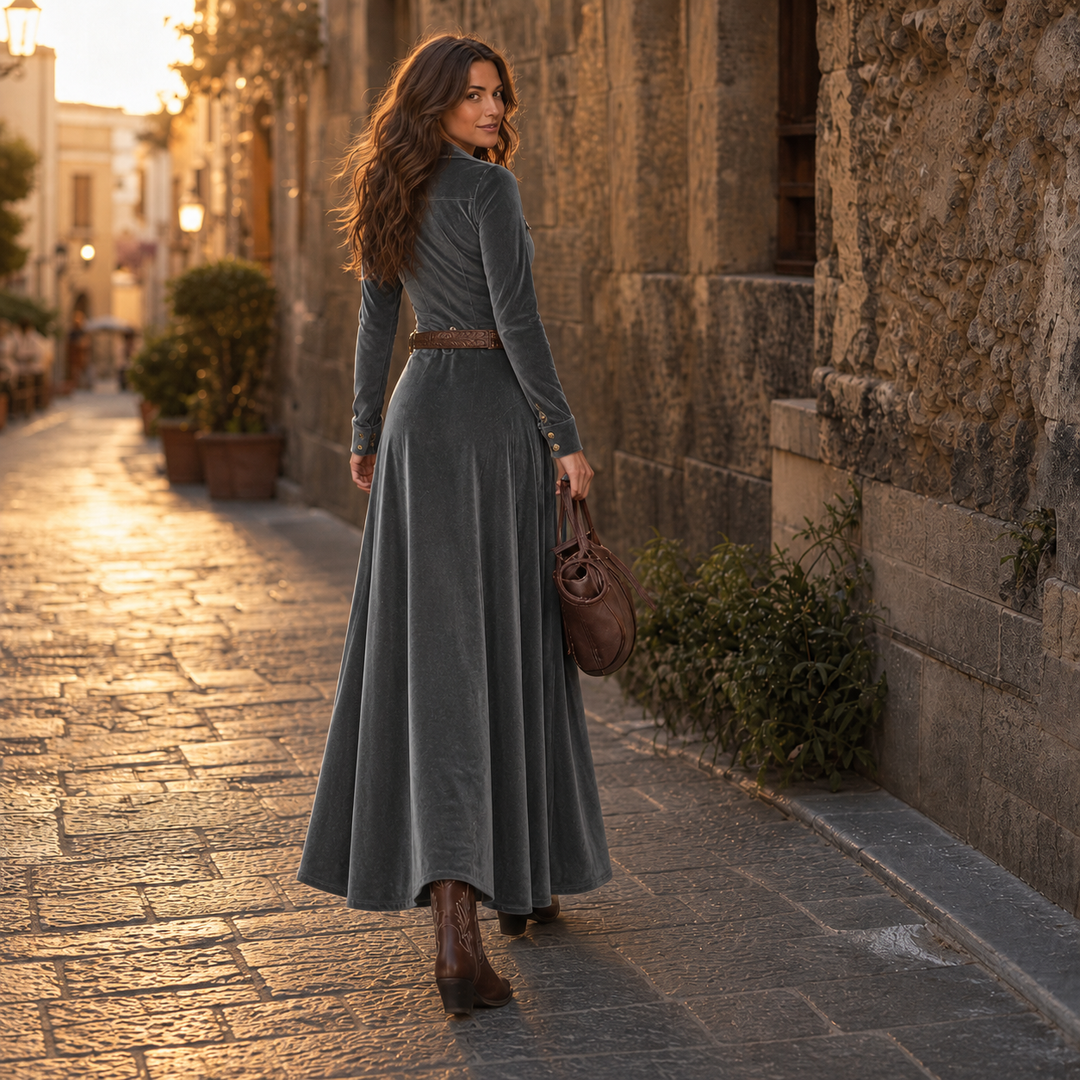 Danielle | Timeless Long Sleeve A-Line Maxi Christmas Dress