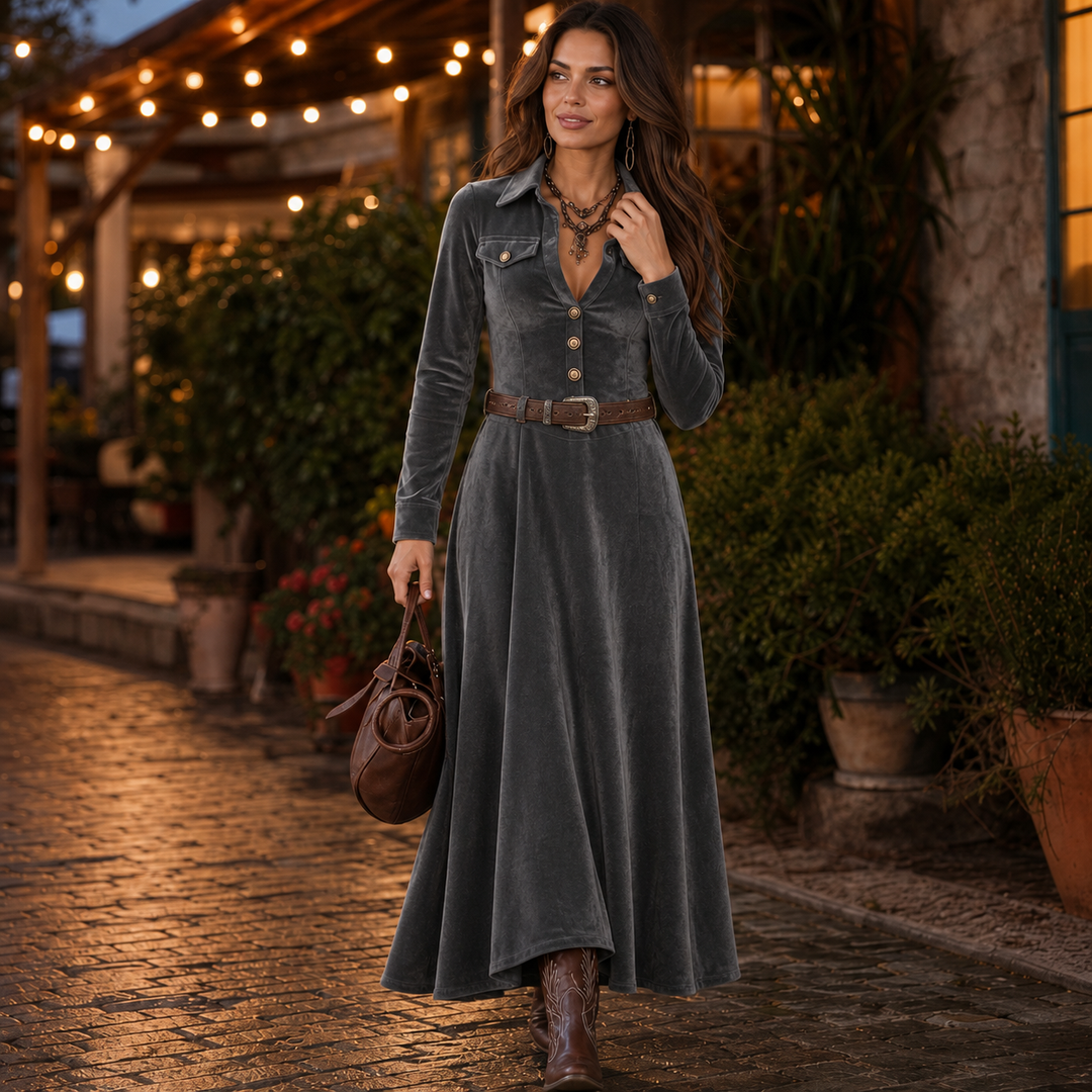 Danielle | Timeless Long Sleeve A-Line Maxi Christmas Dress