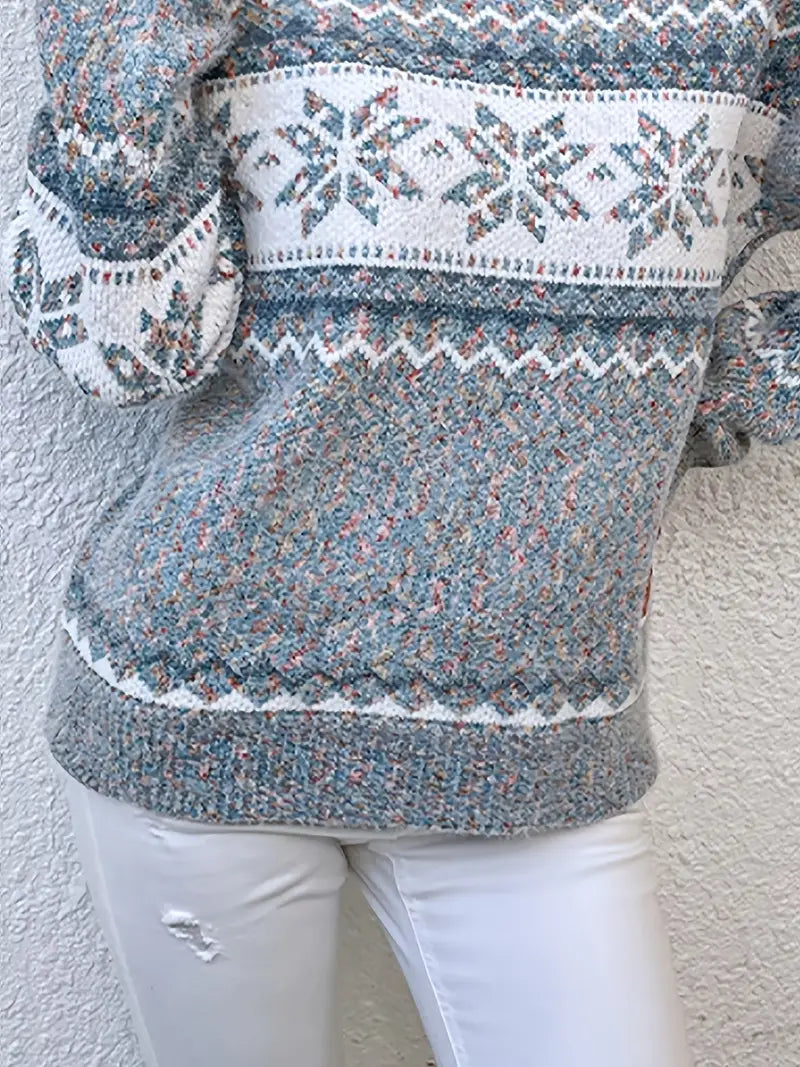 Deborah | Snowflake Mock Neck Christmas Sweater Women